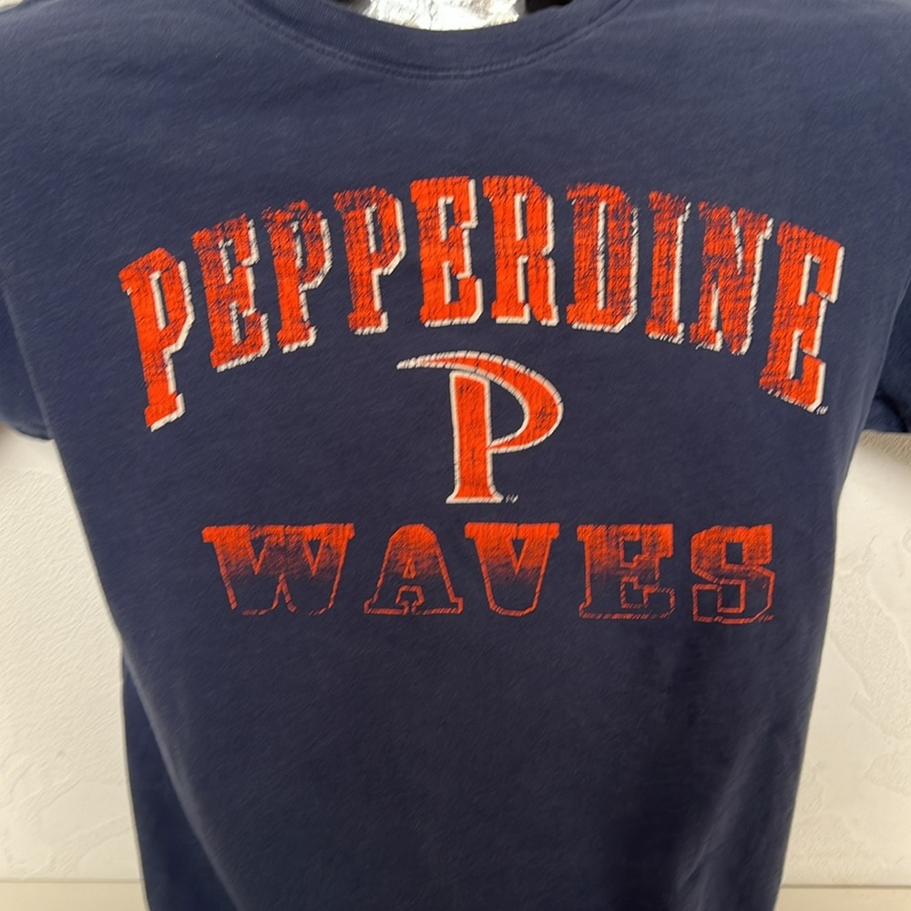 Colosseum Men’s Navy Orange PEPPERDINE WAVES Graphic Short Sleeve T-shirt Size M - Picture 2 of 6